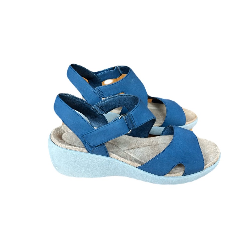 Blue Women's Comfort Wedge Sandals with Adjustable Strap
